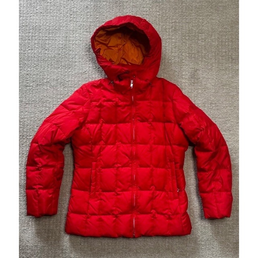 GAP Puffer Jacket Womens XS Red Quilted Down Filled Hooded Warm Winter Coat